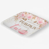 パンプキンピンク&金ゴールドガールフローラ秋2nd誕生日 ペーパープレート (傾斜あり)