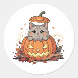 パンプキンピークブリット – ブリティッシュショートヘアのハロウィーン ラウンドシール