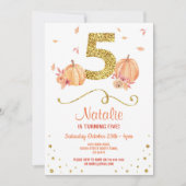 パンプキンファイブ誕生日5THi秋パーティー金ゴールド招待状 招待状 (正面)