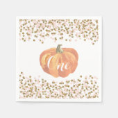 パンプキンファースト誕生日オレンジピンク金ゴールドグリッター スタンダードカクテルナプキン (正面)