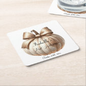 パンプキンファースト誕生日ステッカー – ハローウィンパーティ スクエアペーパーコースター (アングル)