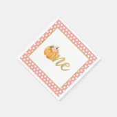 パンプキンファースト誕生日ナプキン – ガールピンクドット スタンダードカクテルナプキン (角)