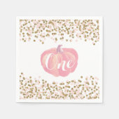 パンプキンファースト誕生日ピンクと金ゴールドグリッター スタンダードカクテルナプキン (正面)