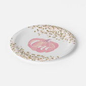 パンプキンファースト誕生日ピンクと金ゴールド紙プレート ペーパープレート (アングル)