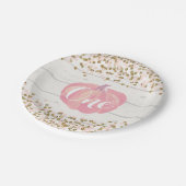 パンプキンファースト誕生日ピンクと金ゴールド紙プレート ペーパープレート (アングル)