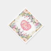 パンプキンファースト誕生日フローラ金ゴールドグリッター スタンダードカクテルナプキン (角)