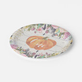 パンプキンファースト誕生日フローラ金ゴールド紙プレート ペーパープレート (アングル)