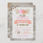 パンプキンファースト誕生日小さな女の子招待状 招待状 (正面/裏面)