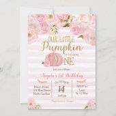 パンプキンファースト誕生日招待状ガール 招待状 (正面)