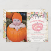パンプキンファースト誕生日招待状フローラ金ゴールド 招待状 (正面/裏面)