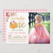 パンプキンファースト誕生日招待状写真 – FLPガール 招待状 (正面/裏面)