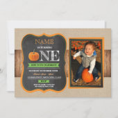 パンプキンファースト誕生日招待状第1パーティーフォトワン 招待状 (正面)