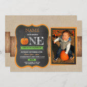 パンプキンファースト誕生日招待状第1パーティーフォトワン 招待状 (正面/裏面)