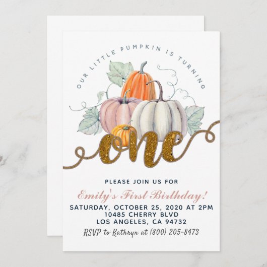 パンプキンファースト誕生日招待状 招待状 (正面/裏面)