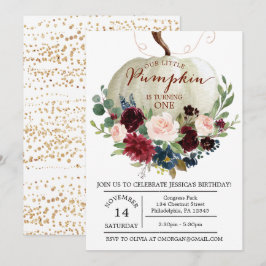 パンプキンファースト誕生日招待状-秋誕生日 招待状
