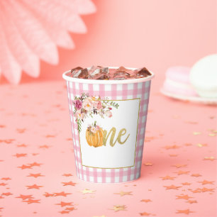 パンプキンファースト誕生日紙カップフローラピンクPL 紙コップ