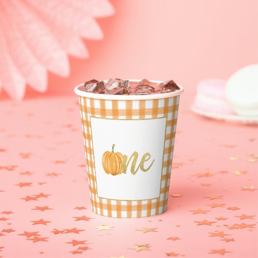 パンプキンファースト誕生日紙カップ – ボーイオレンジPl 紙コップ (インサイチュ)