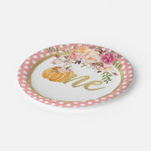 パンプキンファースト誕生日紙プレート-フローラドット ペーパープレート (アングル)