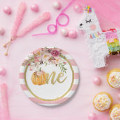 パンプキンファースト誕生日紙プレート-フローラ ペーパープレート (パーティー)