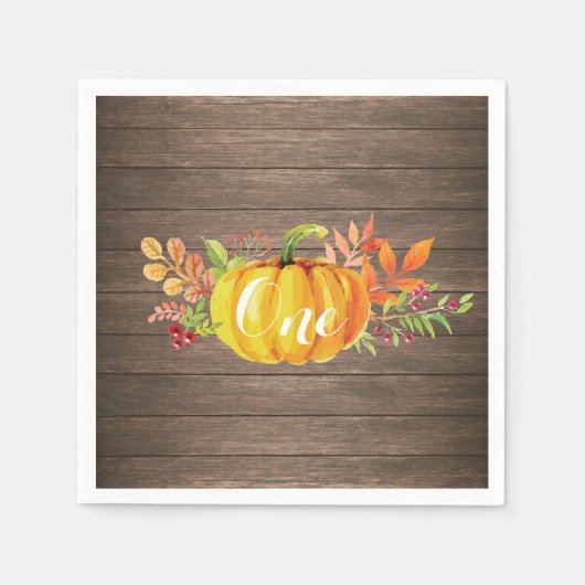 パンプキンファースト誕生日素朴秋秋ナプキン スタンダードカクテルナプキン (正面)