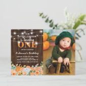 パンプキンファースト誕生日 |写真素朴秋 招待状 (スタンド正面)