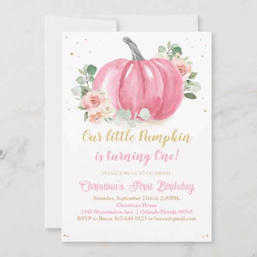 パンプキンファースト誕生日 招待状 (正面)