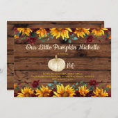 パンプキンファース素朴トサンフラワーバーガンディ誕生日 招待状 (正面/裏面)