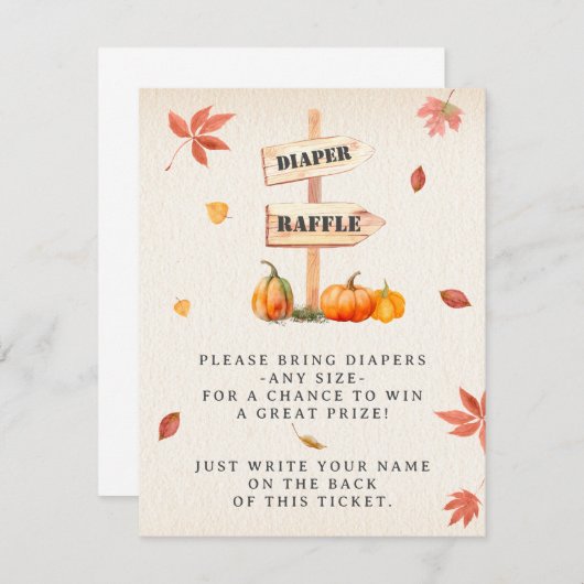 パンプキンファームおむつラッフル秋ベビーシャワー エンクロージャーカード (正面/裏面)