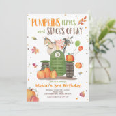 パンプキンファームパーティーパンプキントラクターバースデーパーティー 招待状 (スタンド正面)