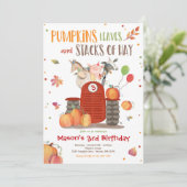 パンプキンファームパーティーパンプキントラクター誕生パーティー 招待状 (スタンド正面)