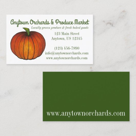 パンプキンファームファームスタンドハーベストオーチャード秋 名刺 (正面/裏面)