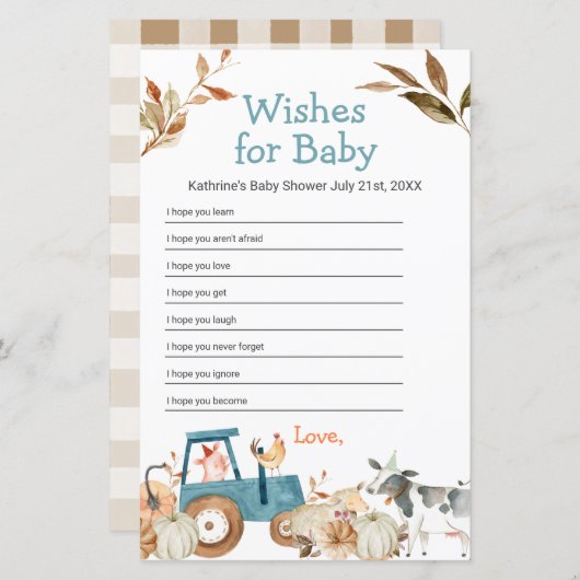 パンプキンファーム動物トラクターフローラの願いベビー (正面/裏面)