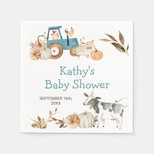 パンプキンファーム動物トラクターフローラナプキン スタンダードカクテルナプキン (正面)
