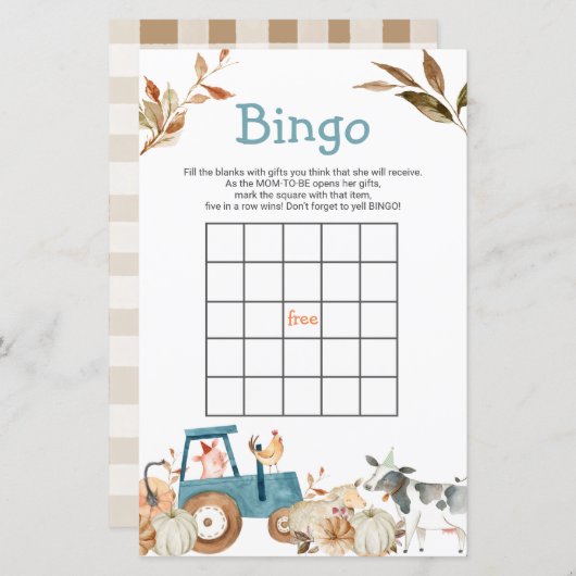 パンプキンファーム動物トラクターフローラビンゴゲーム (正面/裏面)