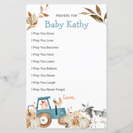 パンプキンファーム動物トラクターラブ祈りの言葉のためのベビー (正面)