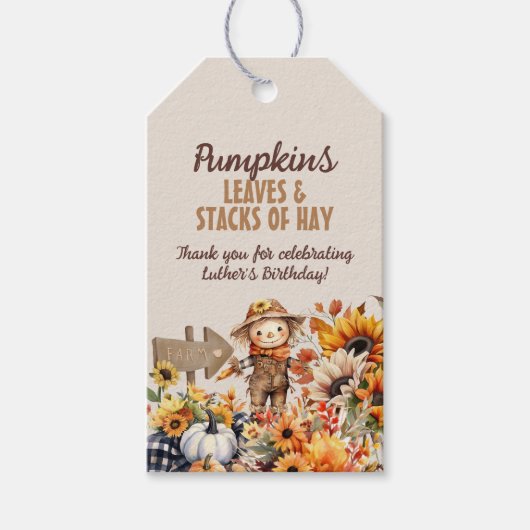 パンプキンファーム秋ひまわり誕生日 ギフトタグ (正面)