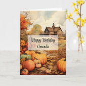 パンプキンファーム秋ハーベストオータム誕生日 カード (黄色い花)