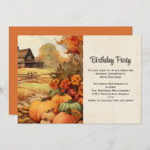 パンプキンファーム秋ハーベストオータム誕生日 招待状 (正面/裏面)