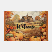 パンプキンファーム秋ハーベストサンクシビングウェルカム ドアマット (正面)