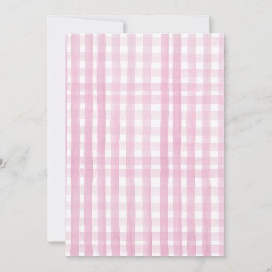 パンプキンファーム納屋周囲の庭ピンクガールパーティー誕生日 招待状 (裏面)