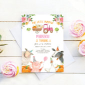 パンプキンファーム納屋周囲の庭ピンクガールパーティー誕生日 招待状