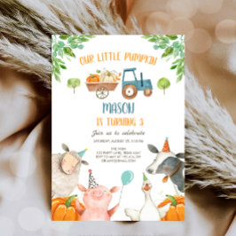 パンプキンファーム納屋周囲の庭秋ボーイパーティー誕生日インビ 招待状