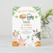 パンプキンファーム納屋周囲の庭秋ボーイパーティー誕生日 招待状 (スタンド正面)