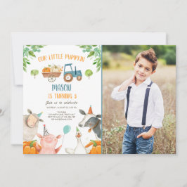 パンプキンファーム納屋周囲の庭秋ボーイパーティー誕生日 招待状