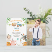 パンプキンファーム納屋周囲の庭秋ボーイパーティー誕生日 招待状 (スタンド正面)