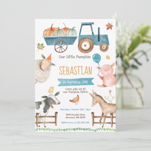 パンプキンファーム誕生日招待状秋ファームパーティー 招待状 (スタンド正面)