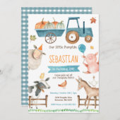 パンプキンファーム誕生日招待状秋ファームパーティー 招待状 (正面/裏面)