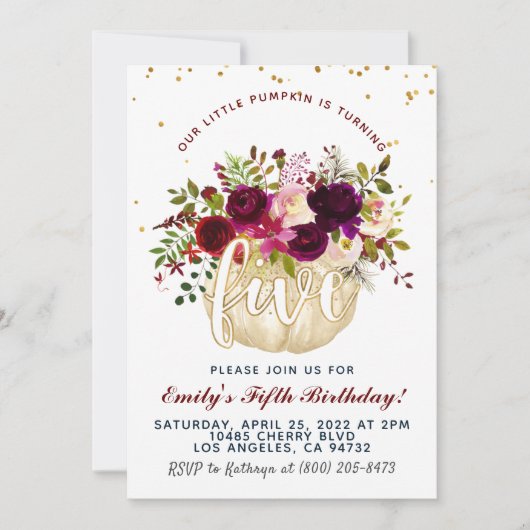 パンプキンフィフス誕生日招待状 招待状 (正面)