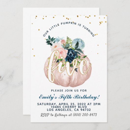パンプキンフィフス誕生日招待状 招待状 (正面/裏面)