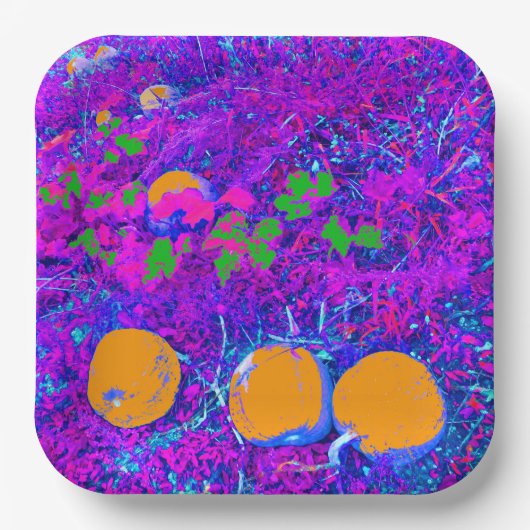 パンプキンフィールドポップ・アートのインアートスタイル ペーパープレート (正面)